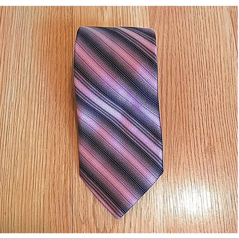 Barneys New York Tie with Pink and Purple Stripes